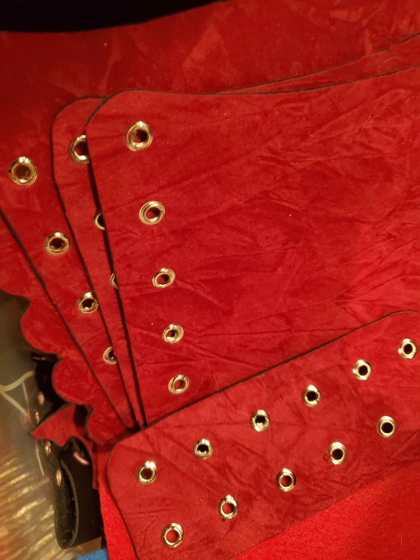 Black Leather Corset 6 Panel Red Velvet Lined Gothic Steampunk Waist Cincher Handmade Renaissance Festival Costume Top