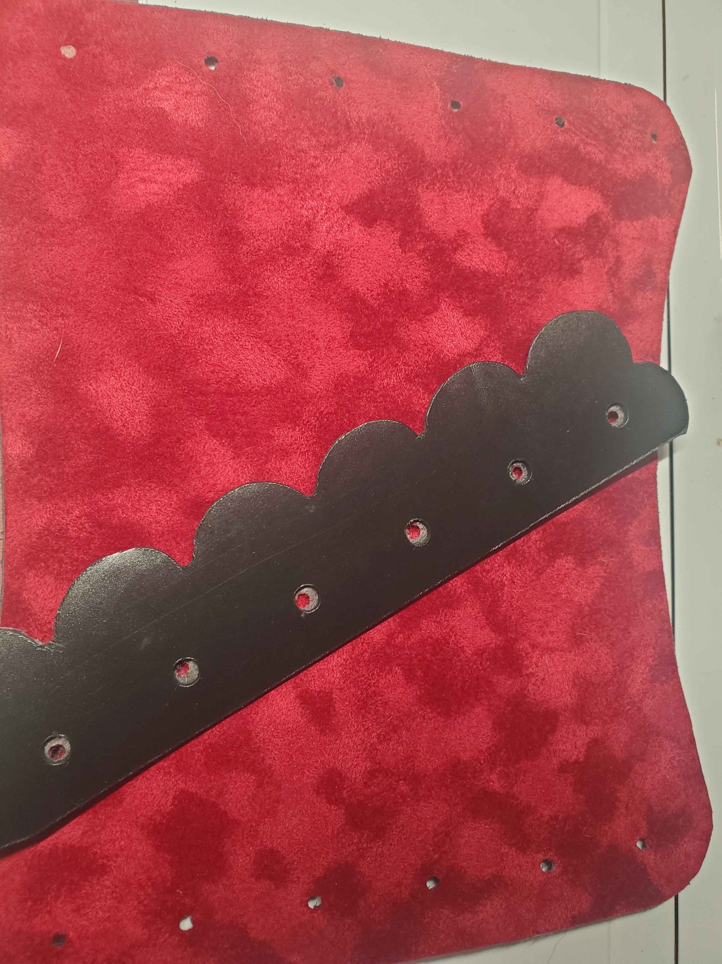 Black Leather Corset 6 Panel Red Velvet Lined Gothic Steampunk Waist Cincher Handmade Renaissance Festival Costume Top