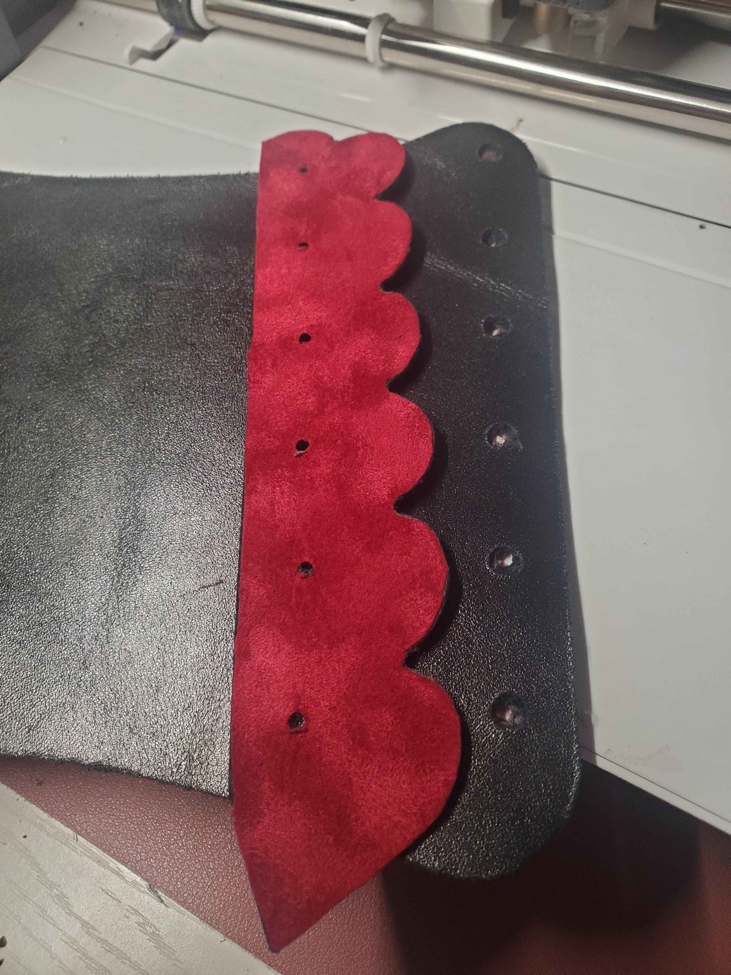 Black Leather Corset 6 Panel Red Velvet Lined Gothic Steampunk Waist Cincher Handmade Renaissance Festival Costume Top